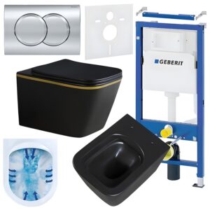 BPS-koupelny Podomítkový modul Geberit DuoFix s WC mísou RN-MTB-GL-RIM-03 + ovládací tlačítko Delta 01 chrom