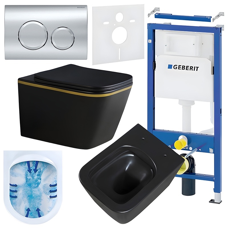 BPS-koupelny Podomítkový modul Geberit DuoFix s WC mísou RN-MTB-GL-RIM-03 + ovládací tlačítko Delta 20 chrom