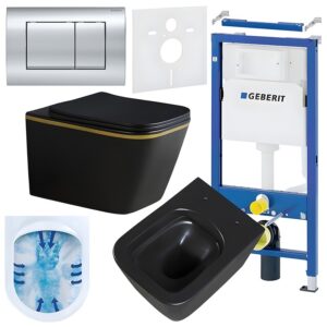 BPS-koupelny Podomítkový modul Geberit DuoFix s WC mísou RN-MTB-GL-RIM-03 + ovládací tlačítko Delta 30 chrom