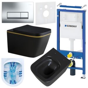 BPS-koupelny Podomítkový modul Geberit DuoFix s WC mísou RN-MTB-GL-RIM-03 + ovládací tlačítko Delta 50 chrom