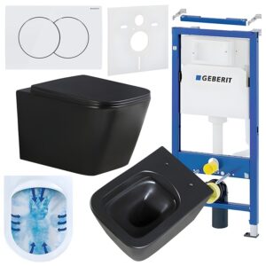 BPS-koupelny Podomítkový modul Geberit DuoFix s WC mísou RN-MTB-RIM-03 + ovládací tlačítko Delta 01 bílá