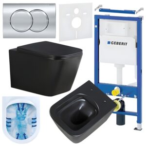BPS-koupelny Podomítkový modul Geberit DuoFix s WC mísou RN-MTB-RIM-03 + ovládací tlačítko Delta 01 chrom