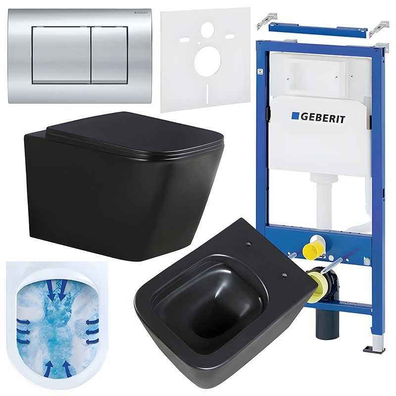 BPS-koupelny Podomítkový modul Geberit DuoFix s WC mísou RN-MTB-RIM-03 + ovládací tlačítko Delta 30 chrom
