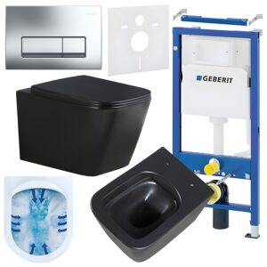 BPS-koupelny Podomítkový modul Geberit DuoFix s WC mísou RN-MTB-RIM-03 + ovládací tlačítko Delta 50 chrom