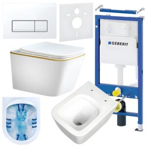 BPS-koupelny Podomítkový modul Geberit DuoFix s WC mísou RN-WH-GL-RIM-03 + ovládací tlačítko Delta 50 bílá