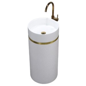 BPS-koupelny Volně stojící keramické umyvadlo HYD-ST1-WH-WOF-860 ø40 cm