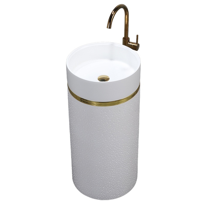 BPS-koupelny Volně stojící keramické umyvadlo HYD-ST1-WH-WOF-860 ø40 cm