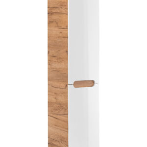 Comad Doplňková koupelnová skříňka vysoká Aruba White 35 s košem na prádlo dub craft/bílá lesk