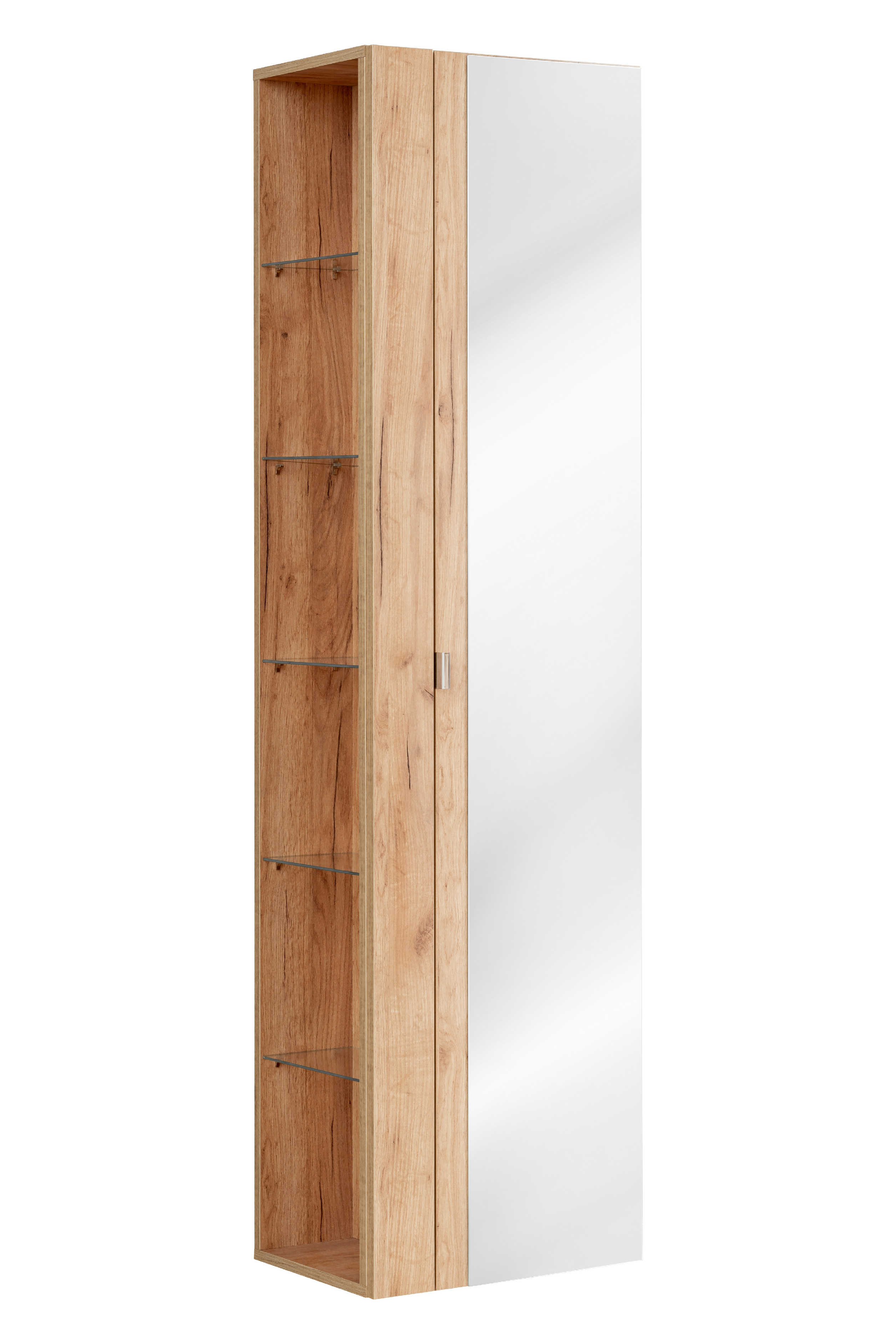 Comad Doplňková koupelnová skříňka vysoká Capri Oak se zrcadlem 45 zlatý dub craft/zrcadlovina