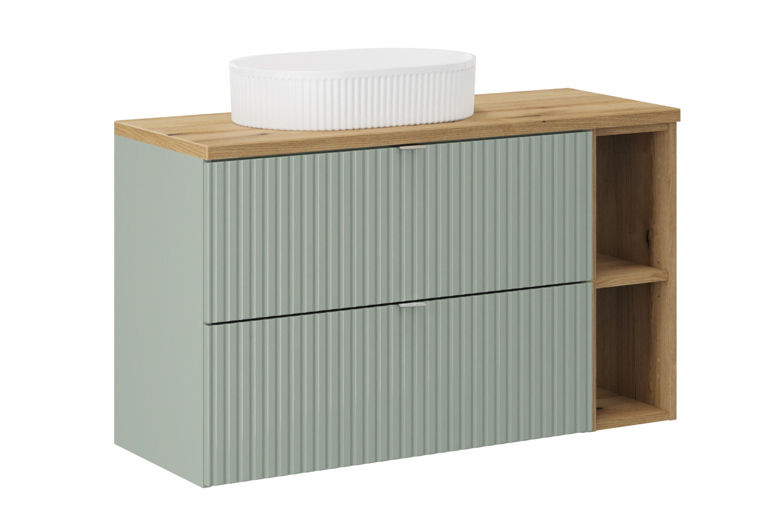 Comad Koupelnová skříňka s deskovým umyvadlem SET-LRG B OAK 100 zelená/dub coast evoke