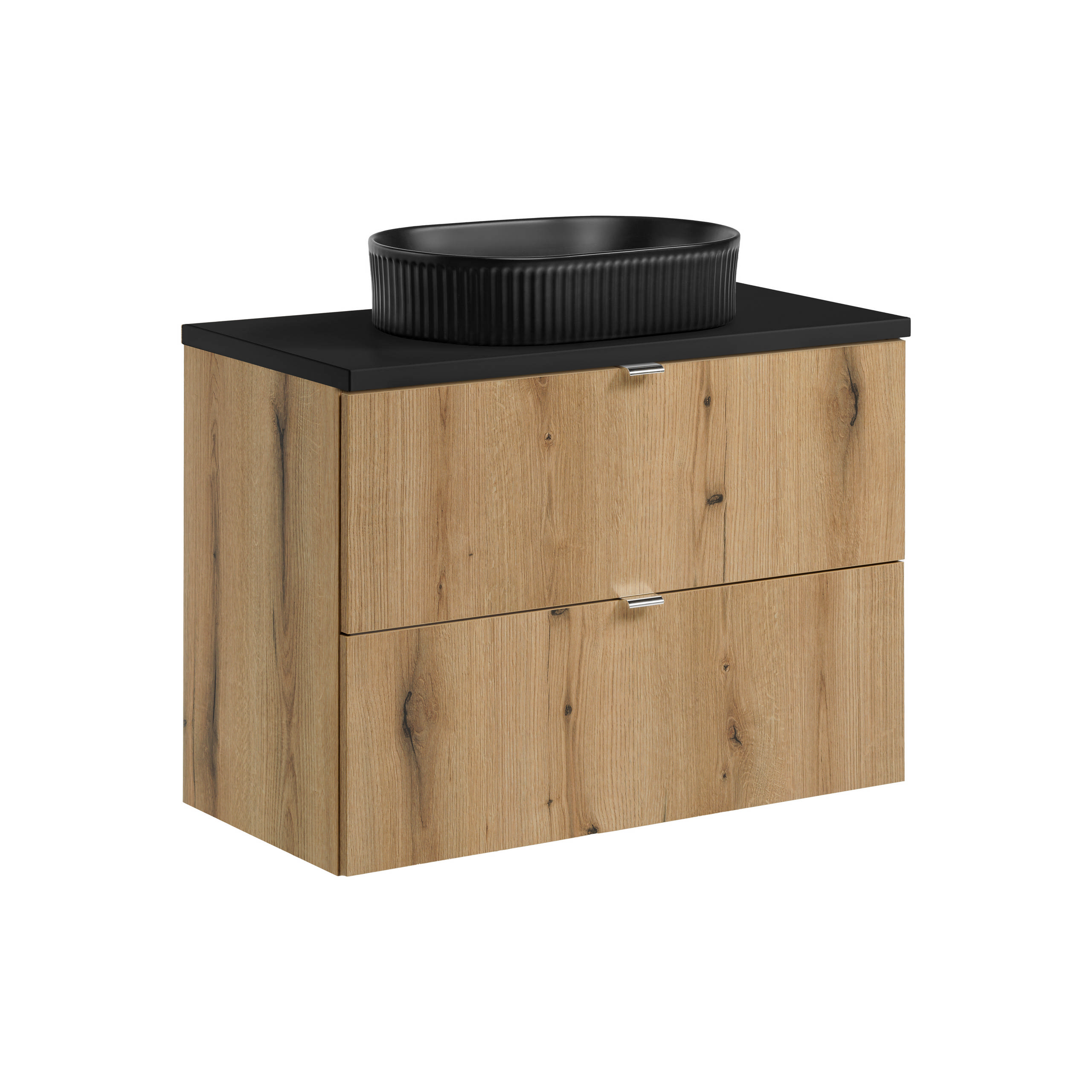 Comad Koupelnová skříňka s deskovým umyvadlem SET-NOA B BLACK 80 dub coast evoke/černá mat