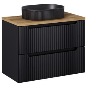 Comad Koupelnová skříňka s deskovým umyvadlem SET-NOB B OAK 80 černá mat/dub coast evoke