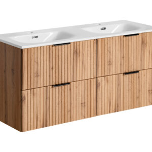 Comad Koupelnová skříňka s keramickým dvojumyvadlem Adel Oak 120 cm - dub wotan