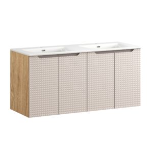 Comad Koupelnová skříňka s keramickým dvojumyvadlem Luxor Beige 120 cm - béžová