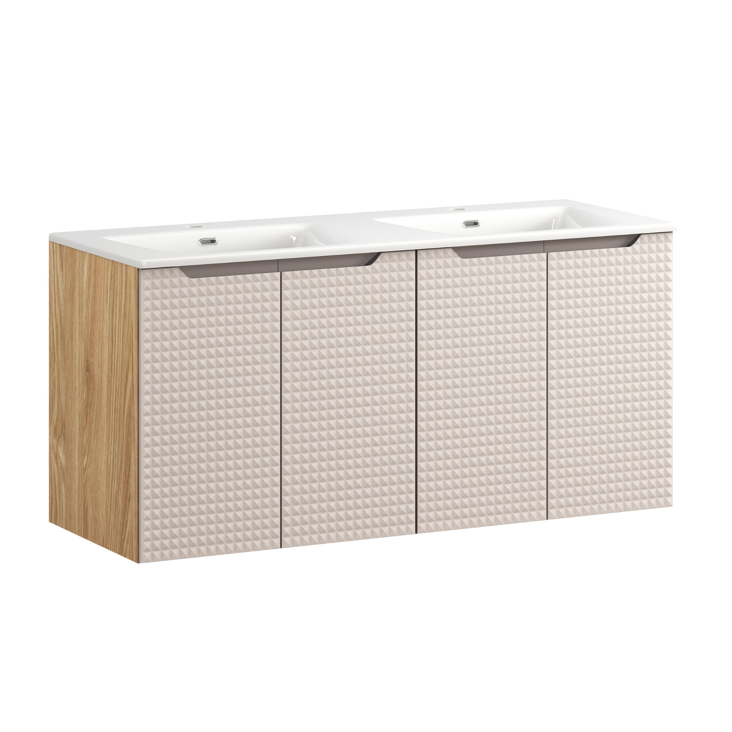 Comad Koupelnová skříňka s keramickým dvojumyvadlem Luxor Beige 120 cm - béžová