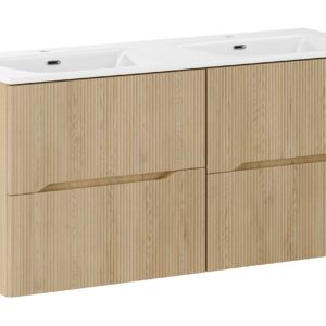 Comad Koupelnová skříňka s keramickým dvojumyvadlem Nordic Cremona 120 cm - dub cremona