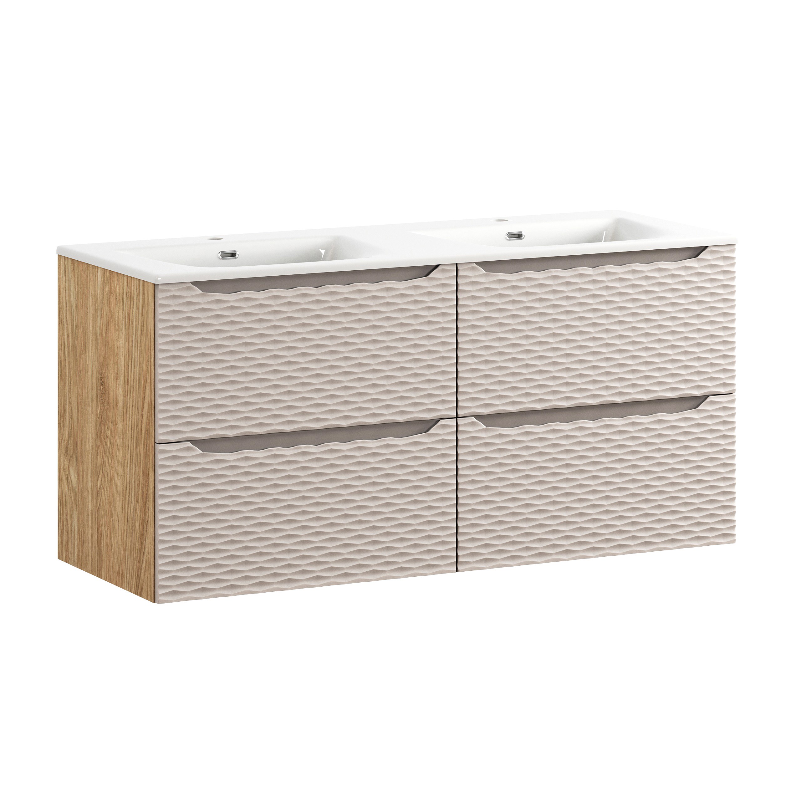 Comad Koupelnová skříňka s keramickým dvojumyvadlem Ocean Beige 120 cm - béžová