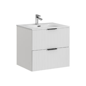 Comad Koupelnová skříňka s keramickým umyvadlem Adel White 60 cm - černá mat