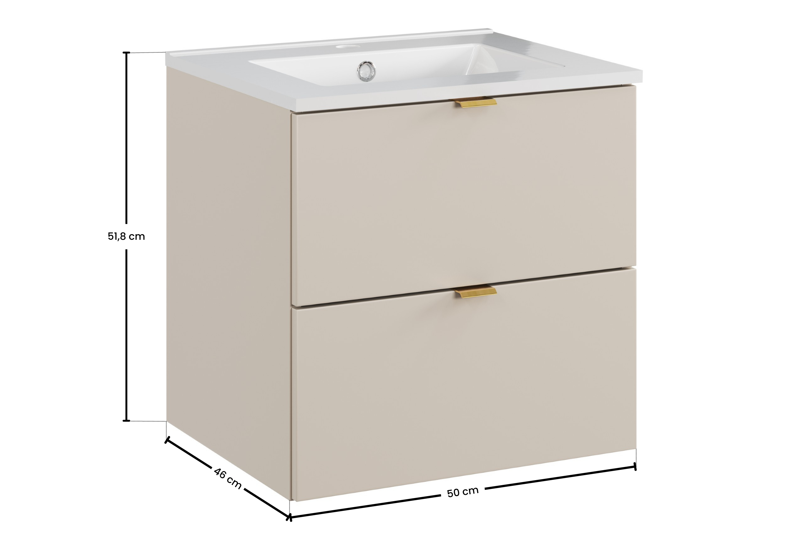 Comad Koupelnová skříňka s keramickým umyvadlem Dalia Cashmere 50 cm - kašmír - Obrázek 2