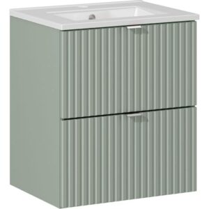 Comad Koupelnová skříňka s keramickým umyvadlem Line Reed Green 50 cm - zelená