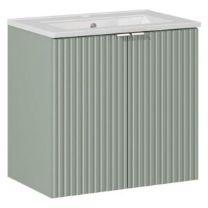 Comad Koupelnová skříňka s keramickým umyvadlem Line Reed Green 60 cm - zelená