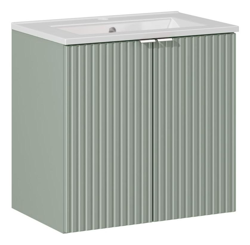 Comad Koupelnová skříňka s keramickým umyvadlem Line Reed Green 60 cm - zelená