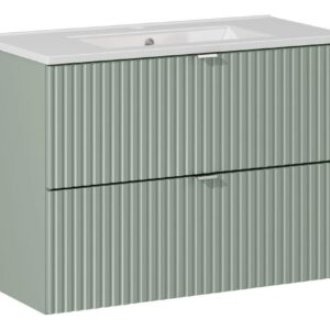 Comad Koupelnová skříňka s keramickým umyvadlem Line Reed Green 80 cm - zelená