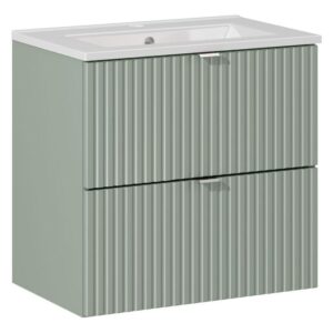 Comad Koupelnová skříňka s keramickým umyvadlem Line Reed Green II 60 cm - zelená