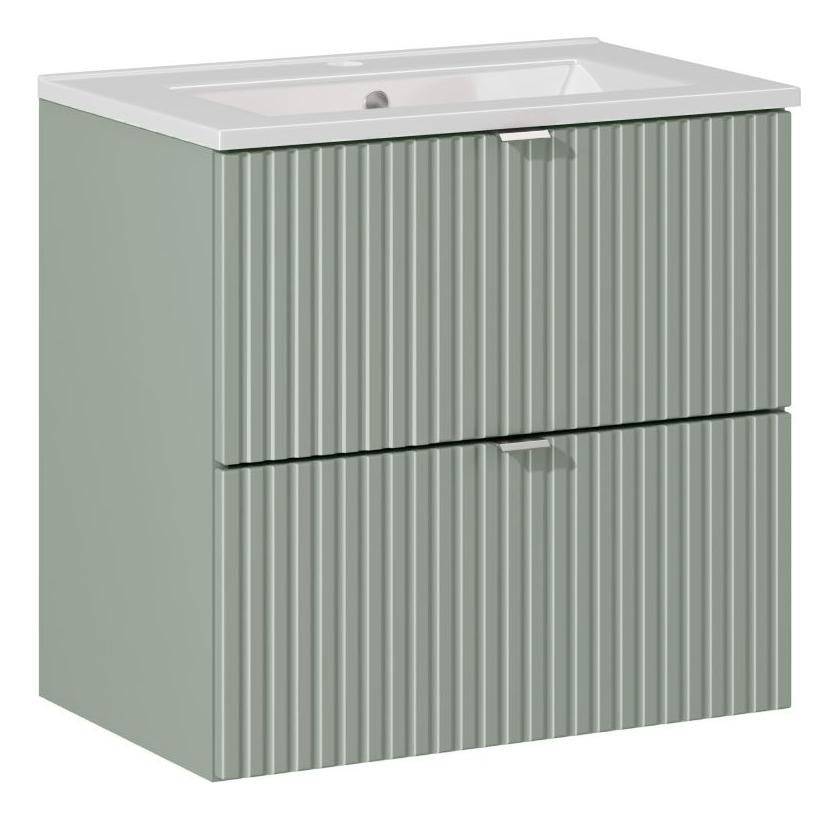 Comad Koupelnová skříňka s keramickým umyvadlem Line Reed Green II 60 cm - zelená