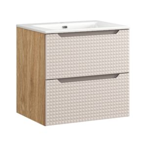 Comad Koupelnová skříňka s keramickým umyvadlem Luxor Beige 60 cm - béžová