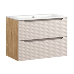 Comad Koupelnová skříňka s keramickým umyvadlem Luxor Beige 80 cm - béžová