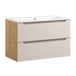 Comad Koupelnová skříňka s keramickým umyvadlem Luxor Beige 90 cm - béžová