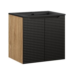 Comad Koupelnová skříňka s keramickým umyvadlem Luxor Black 60 cm - černá mat