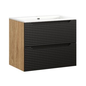 Comad Koupelnová skříňka s keramickým umyvadlem Luxor Black 70 cm - černá mat