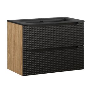 Comad Koupelnová skříňka s keramickým umyvadlem Luxor Black 80 cm - černá mat