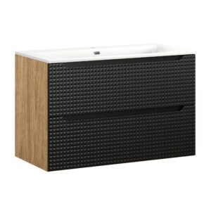 Comad Koupelnová skříňka s keramickým umyvadlem Luxor Black 90 cm - černá mat