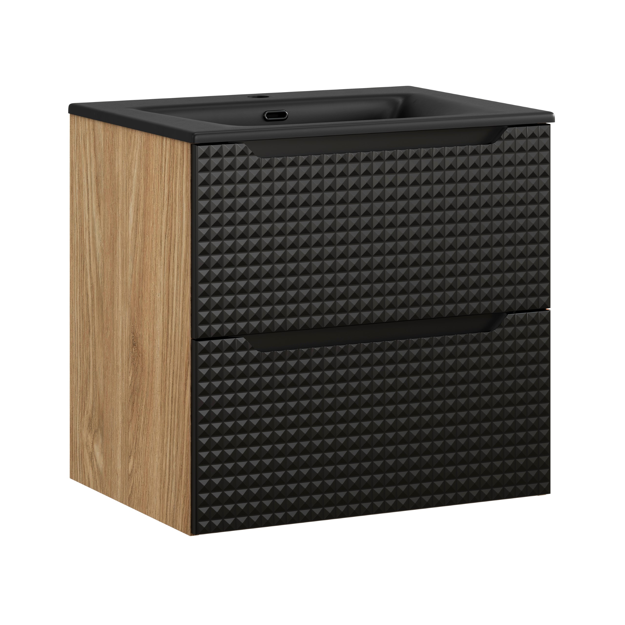 Comad Koupelnová skříňka s keramickým umyvadlem Luxor Black II 60 cm - černá mat