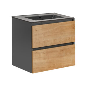 Comad Koupelnová skříňka s keramickým umyvadlem Monako Grey Oak 60 cm - dub hamilton