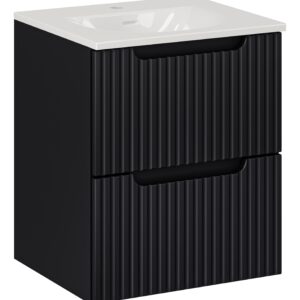 Comad Koupelnová skříňka s keramickým umyvadlem Nova Black 50 cm - černá mat