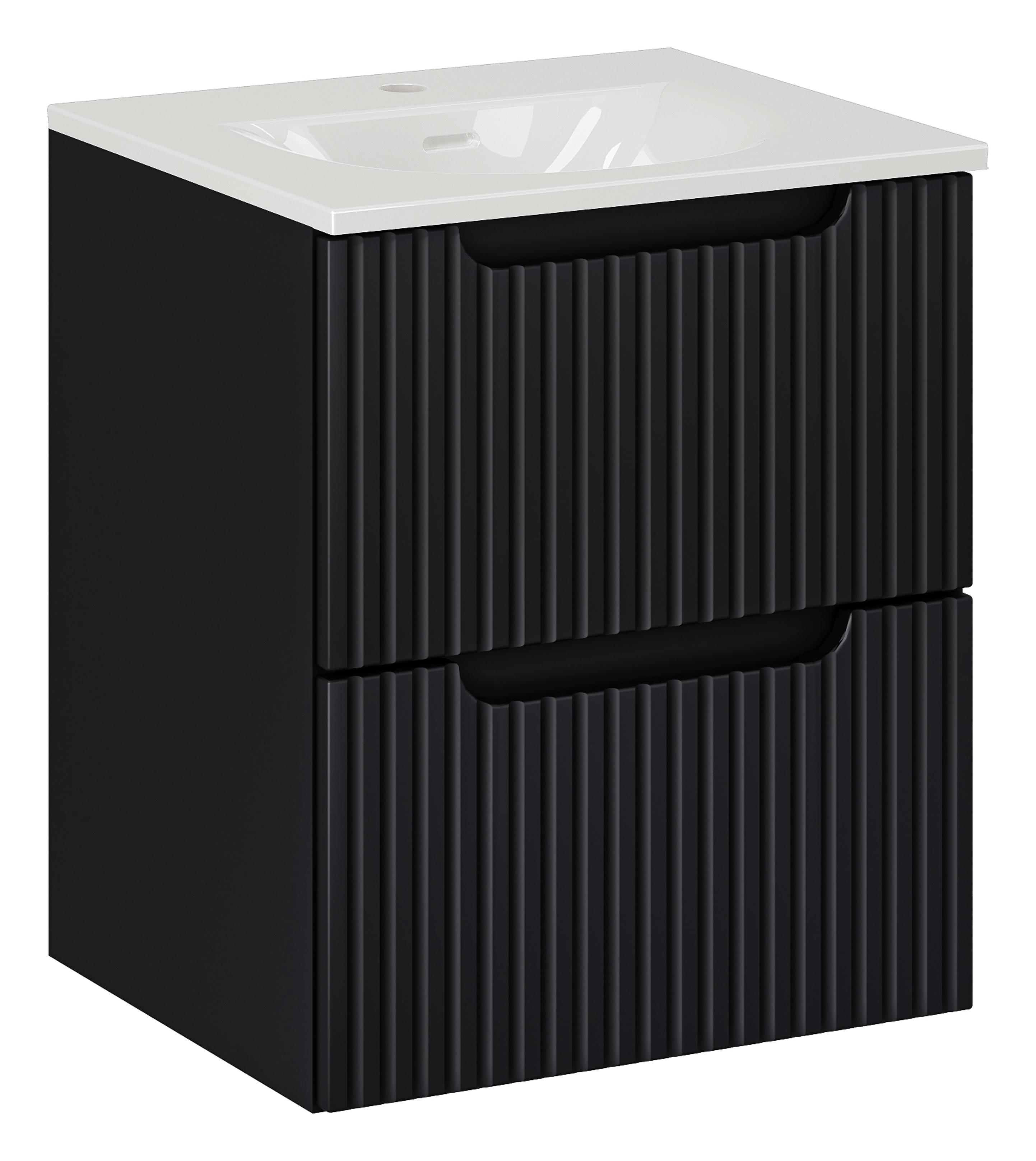 Comad Koupelnová skříňka s keramickým umyvadlem Nova Black 50 cm - černá mat