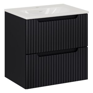 Comad Koupelnová skříňka s keramickým umyvadlem Nova Black 60 cm - černá mat