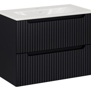 Comad Koupelnová skříňka s keramickým umyvadlem Nova Black 80 cm - černá mat