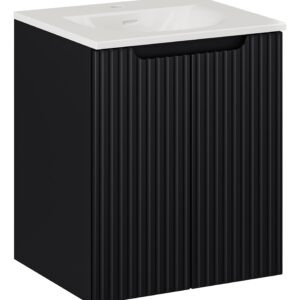Comad Koupelnová skříňka s keramickým umyvadlem Nova Black II 50 cm - čerrná mat