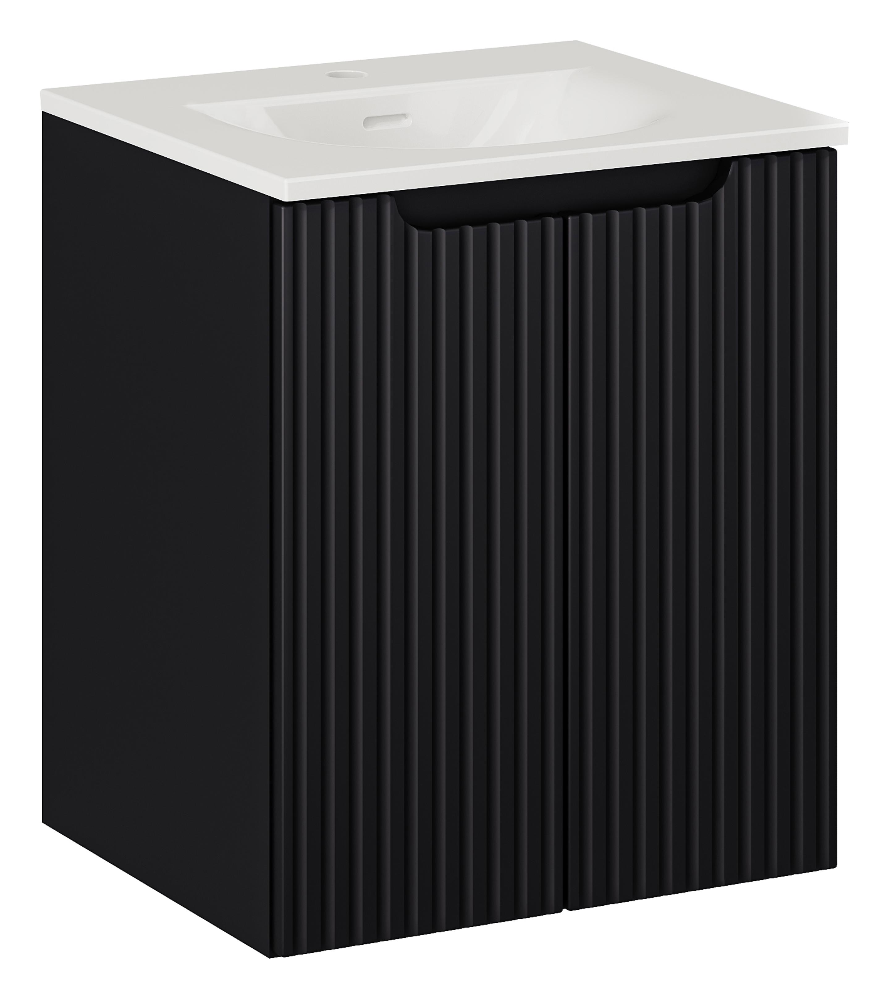Comad Koupelnová skříňka s keramickým umyvadlem Nova Black II 50 cm - čerrná mat