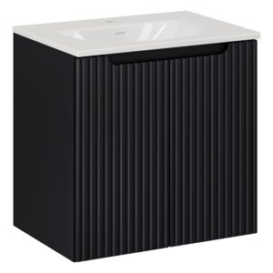Comad Koupelnová skříňka s keramickým umyvadlem Nova Black II 60 cm - černá mat