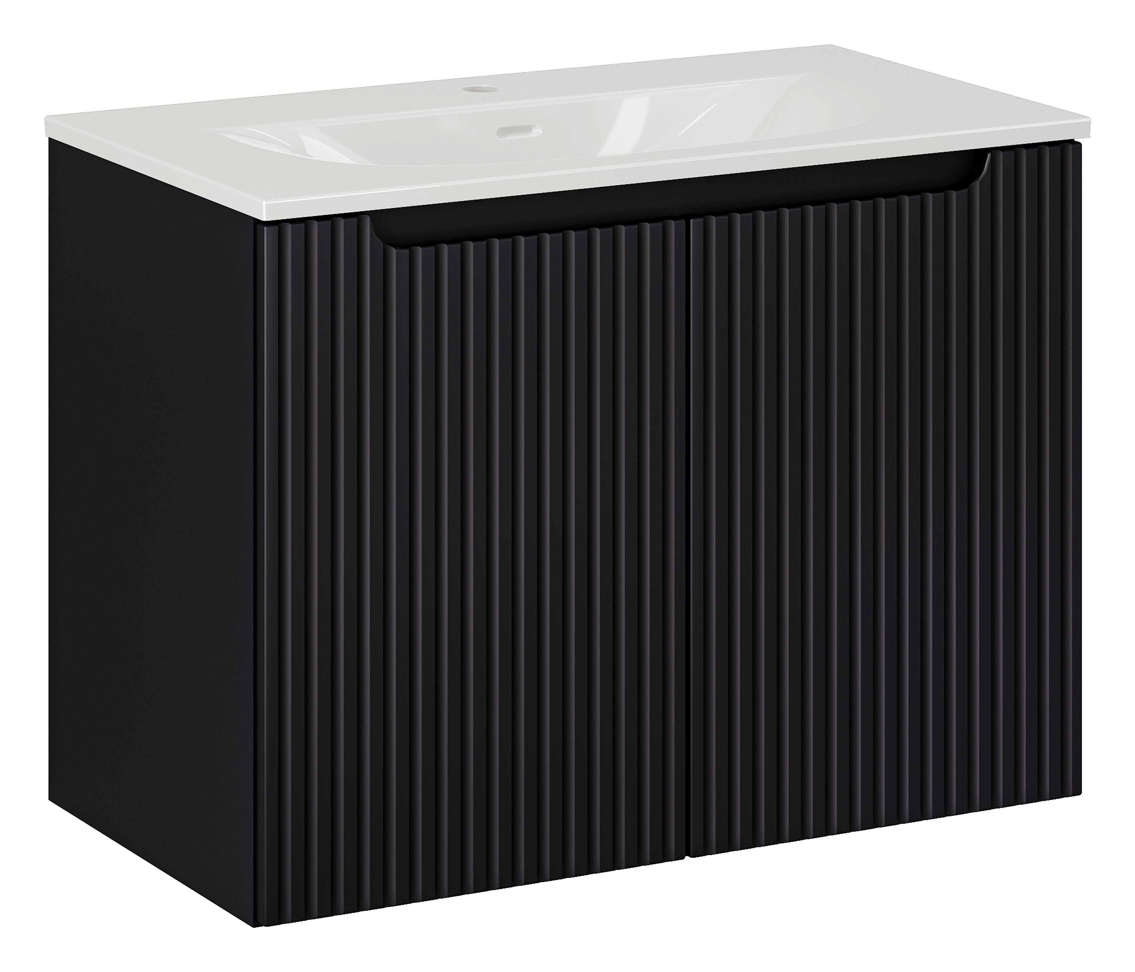 Comad Koupelnová skříňka s keramickým umyvadlem Nova Black II 80 cm - černá mat