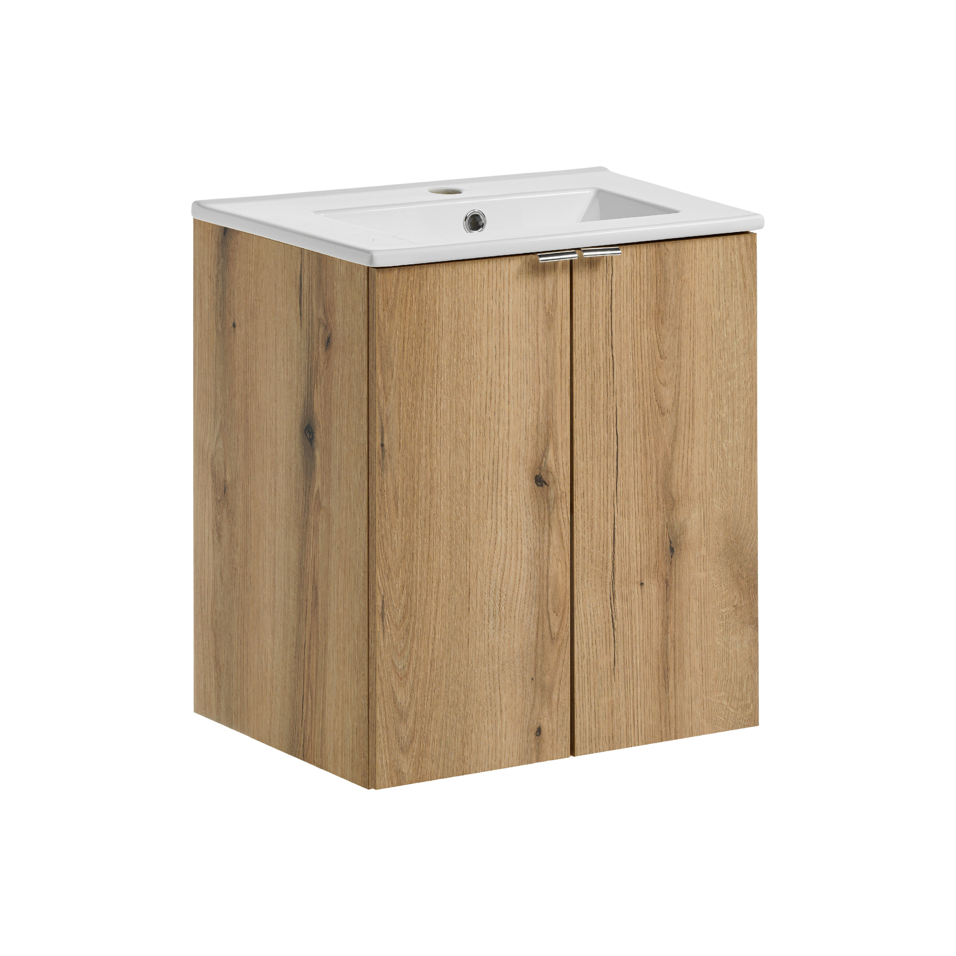 Comad Koupelnová skříňka s keramickým umyvadlem Nova Oak 50 cm - dekor dubu