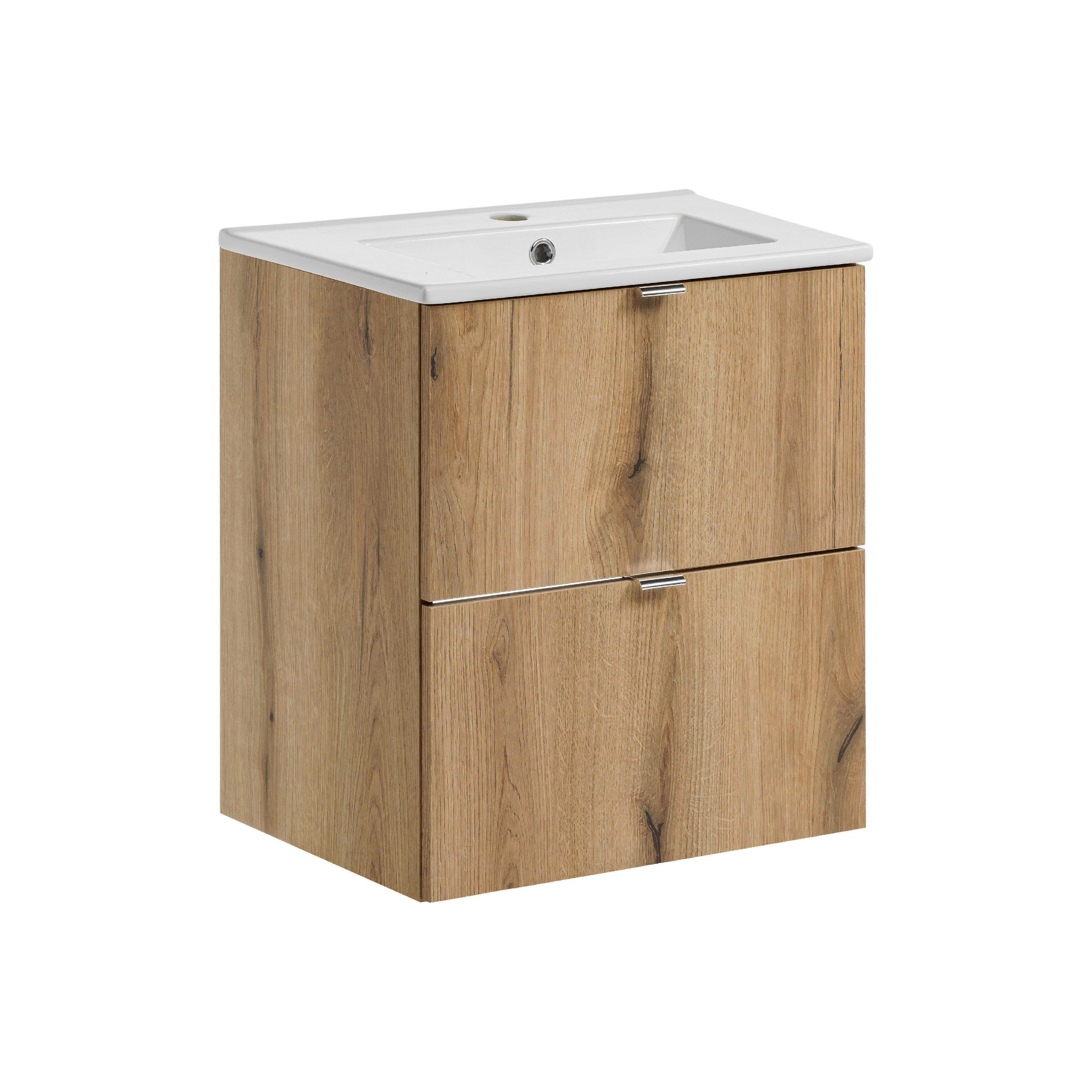 Comad Koupelnová skříňka s keramickým umyvadlem Nova Oak II 50 cm - dekor dubu