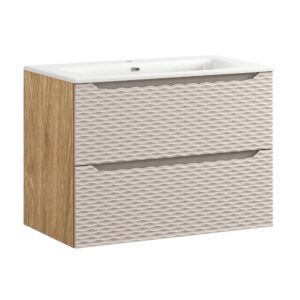 Comad Koupelnová skříňka s keramickým umyvadlem Ocean Beige 80 cm - béžová