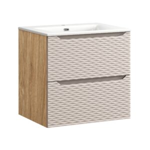 Comad Koupelnová skříňka s keramickým umyvadlem Ocean Beige II 60 cm - béžová
